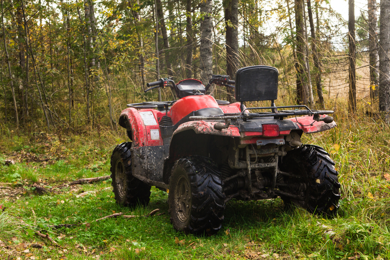 ATV on the shop floor ready for clutch and brake service